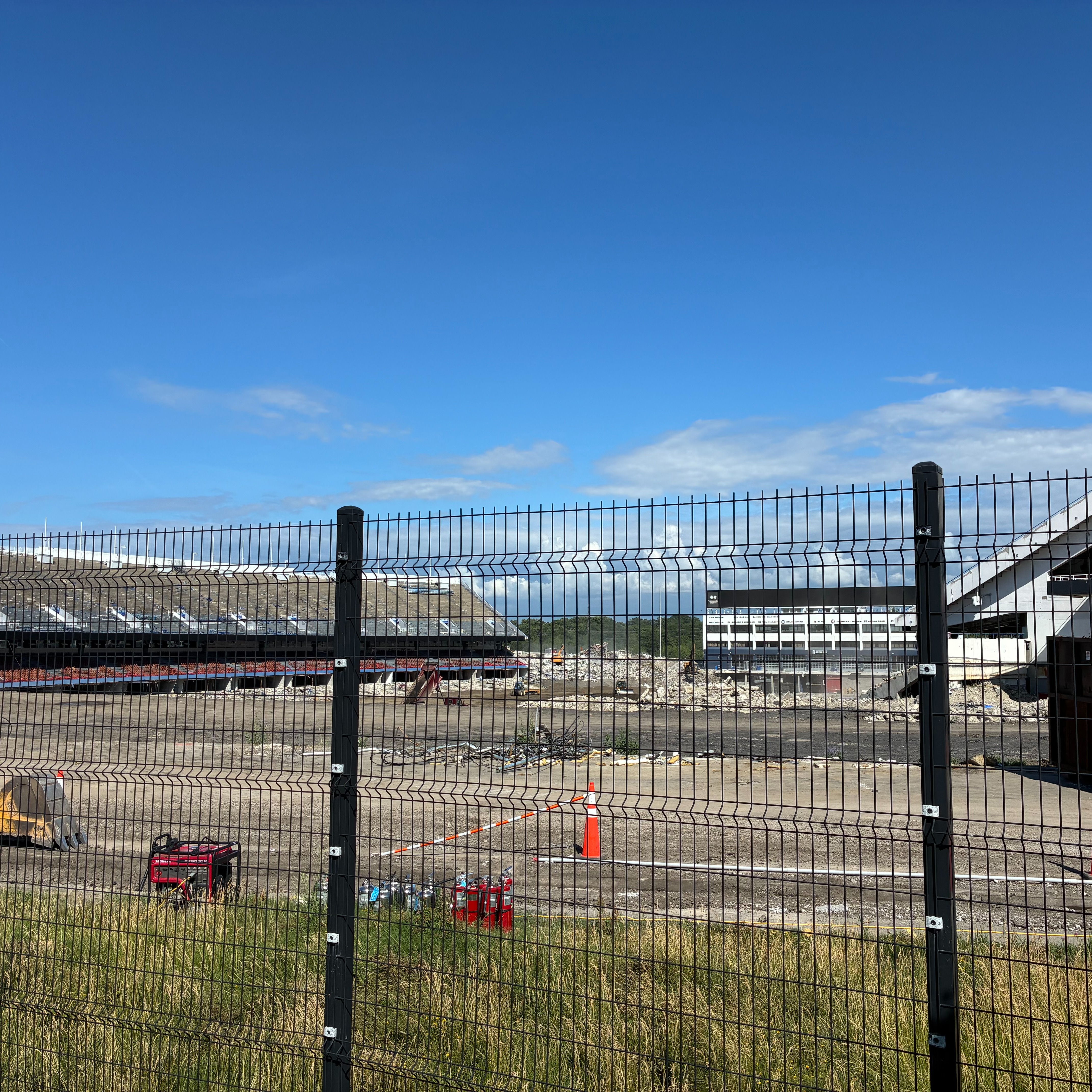 Bills fans checking out the demolition of the old Highmark Stadium in Orchard Park
