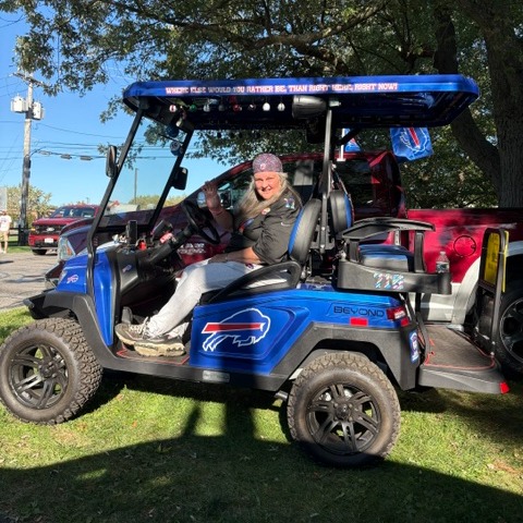 Angola resident Tracy Boyle speaks on Orchard Park Police telling her she can't driver her buggy transporting people with mobility issues to Bills games anymore