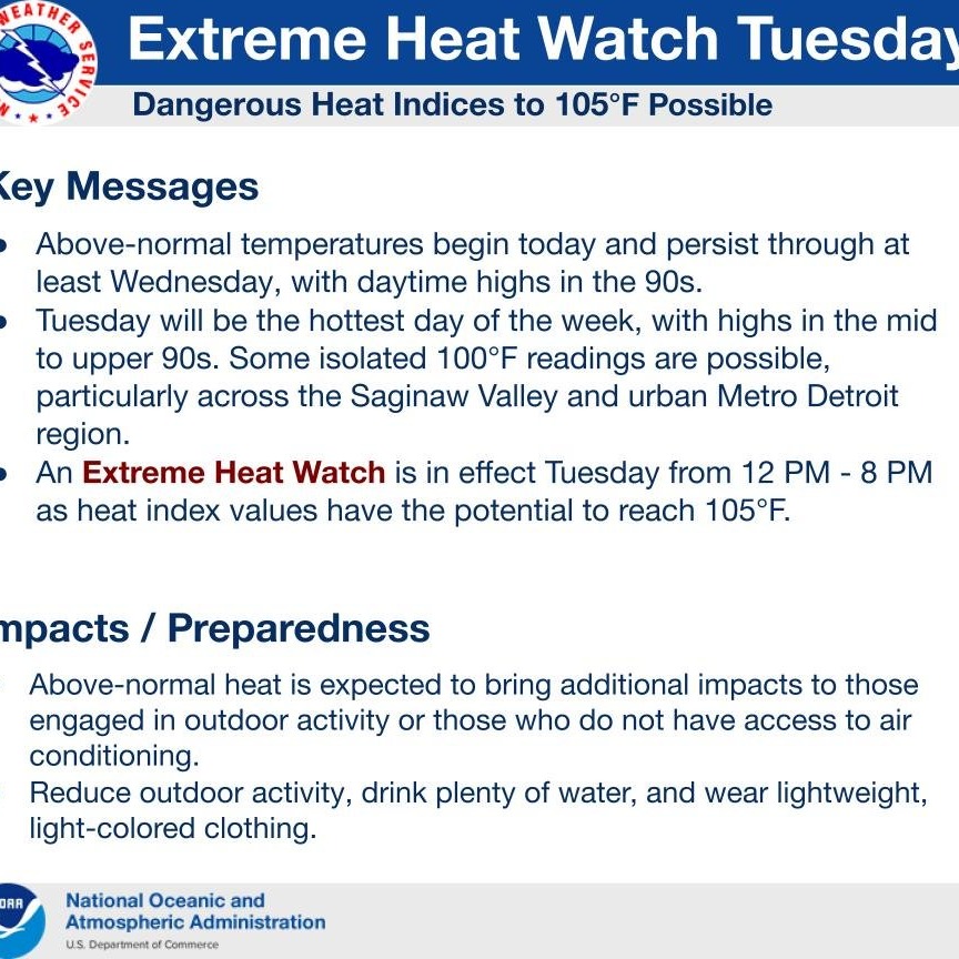 Extreme heat forecast to hit Metro Detroit starting Tuesday