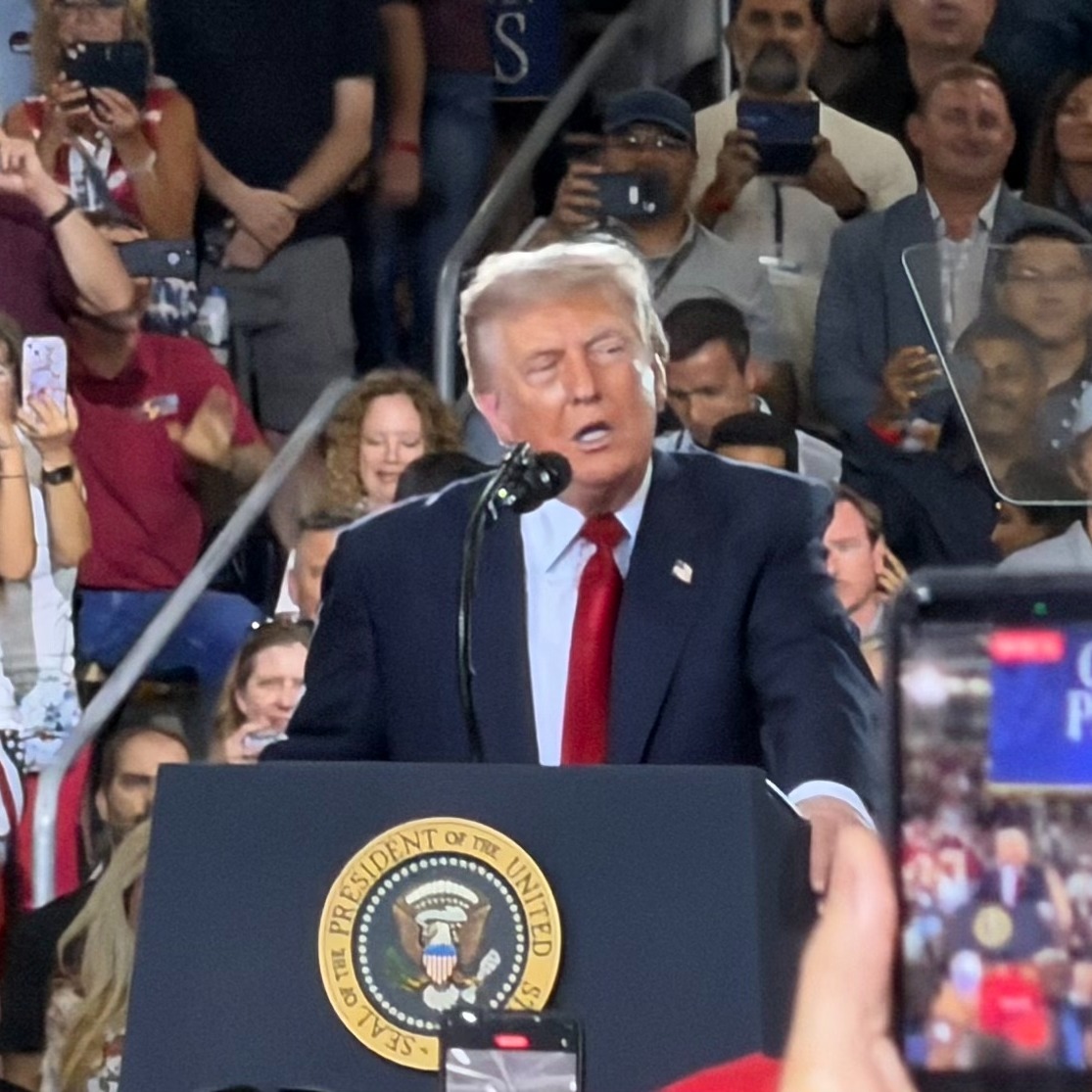 Trump defends tariffs during speech at GM Proving Grounds in Milford