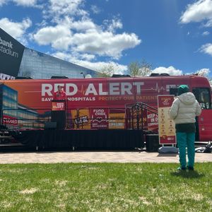 ​Healthcare workers gather in Minneapolis Commons demanding permanent funding for HCMC