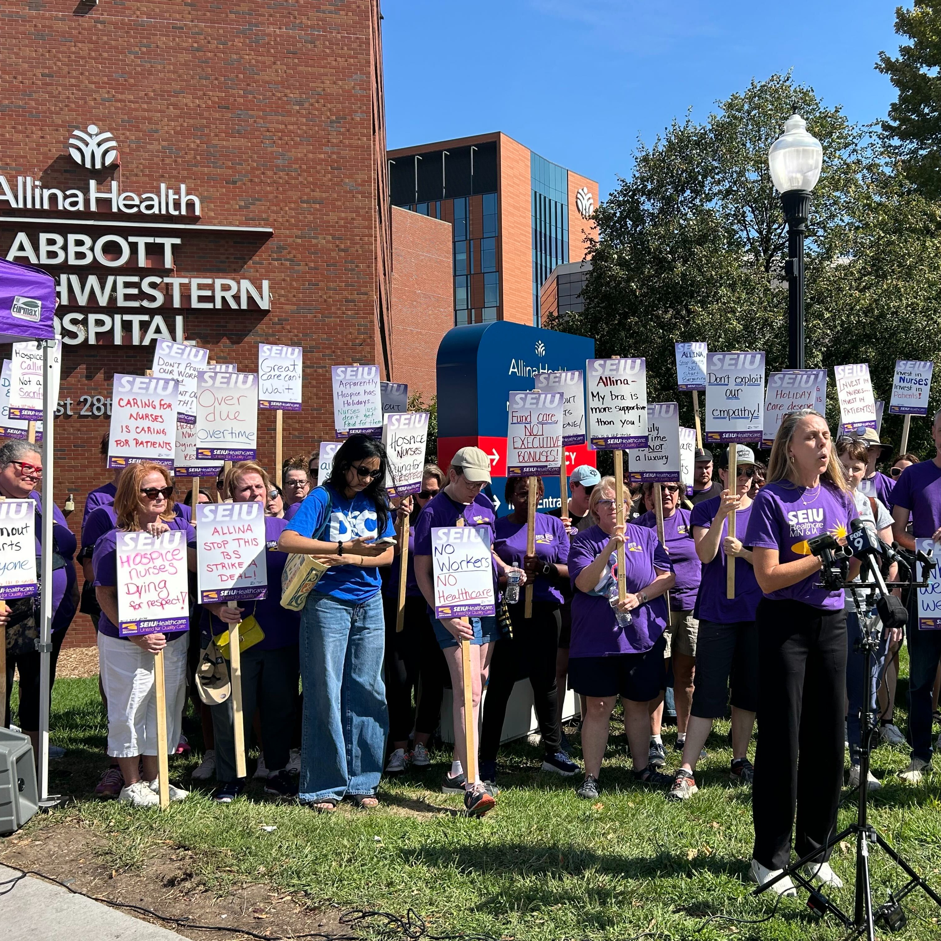 Allina health hospice nurses launch strike in the wake of what they call 'unbearable working conditions'