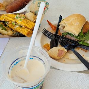 Relentless positivitist Dara Moskowitz Grumdahl brings newest State Fair tastys to Chad under his pergola