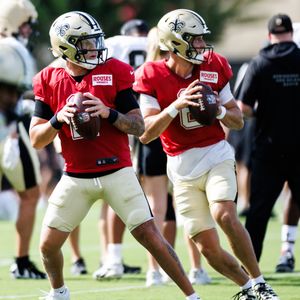 Tyler Shough and Spencer Rattler both struggled at the Saints' 10th practice today