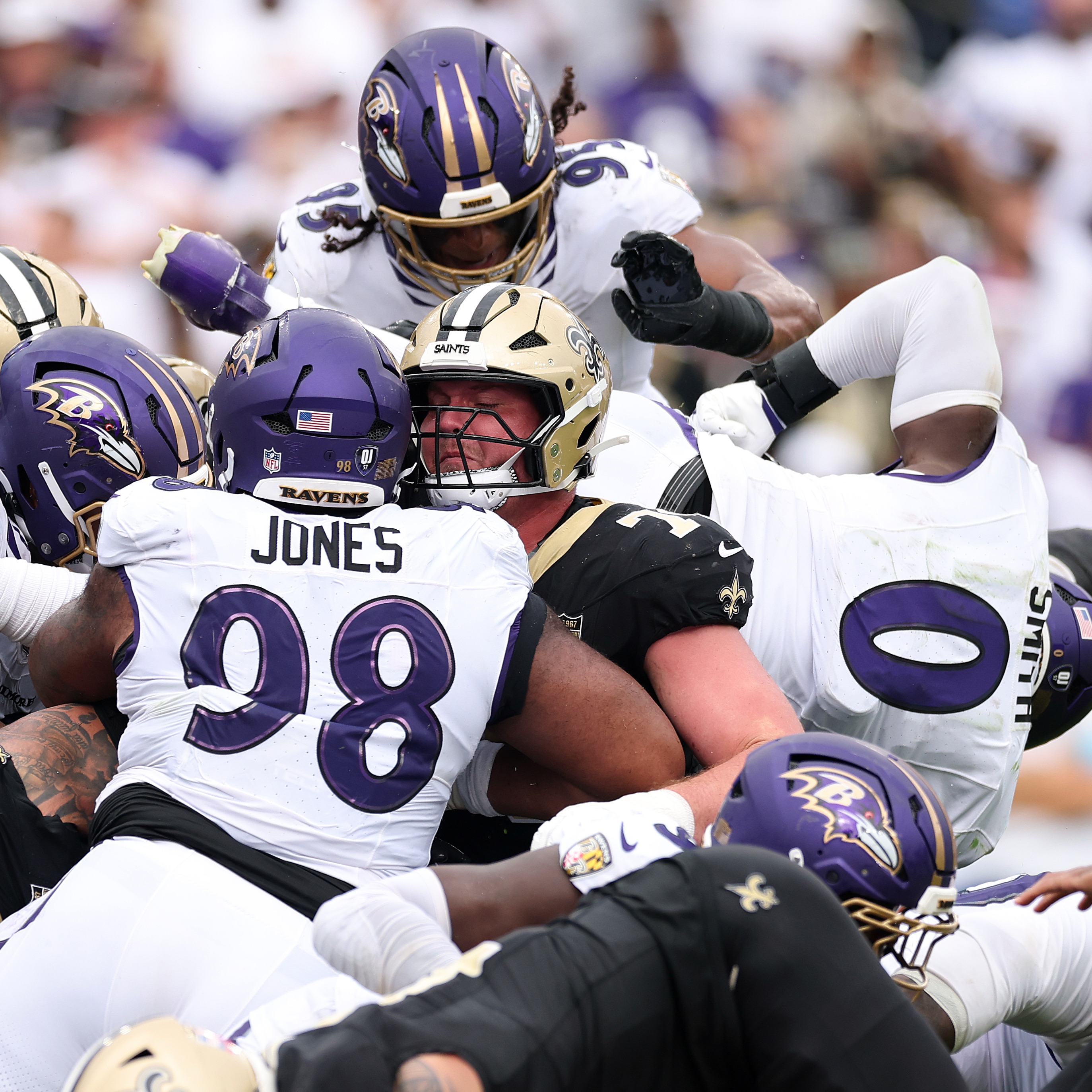 Tyler Shough was "being folded like a lawn chair" on the Saints' game-winning TD