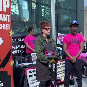 Actress Susan Sarandon joins restaurant workers in wage rally