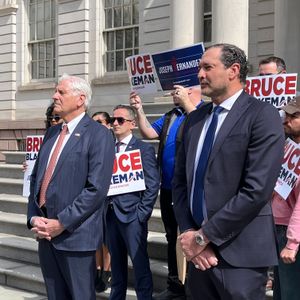Blakeman rails against Mamdani and Hochul tax plans on the steps of City Hall