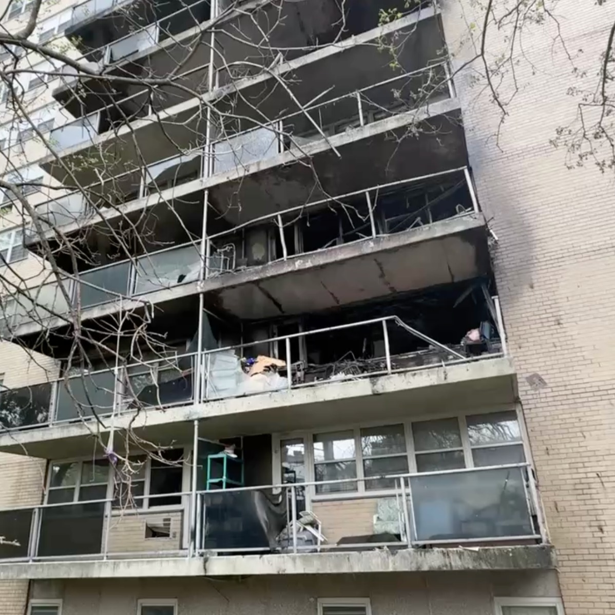 A large fire destroys several apartments in a 15 story building in Yonkers