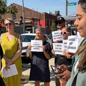 Small businesses in Greenpoint rally to protest G train shutdowns