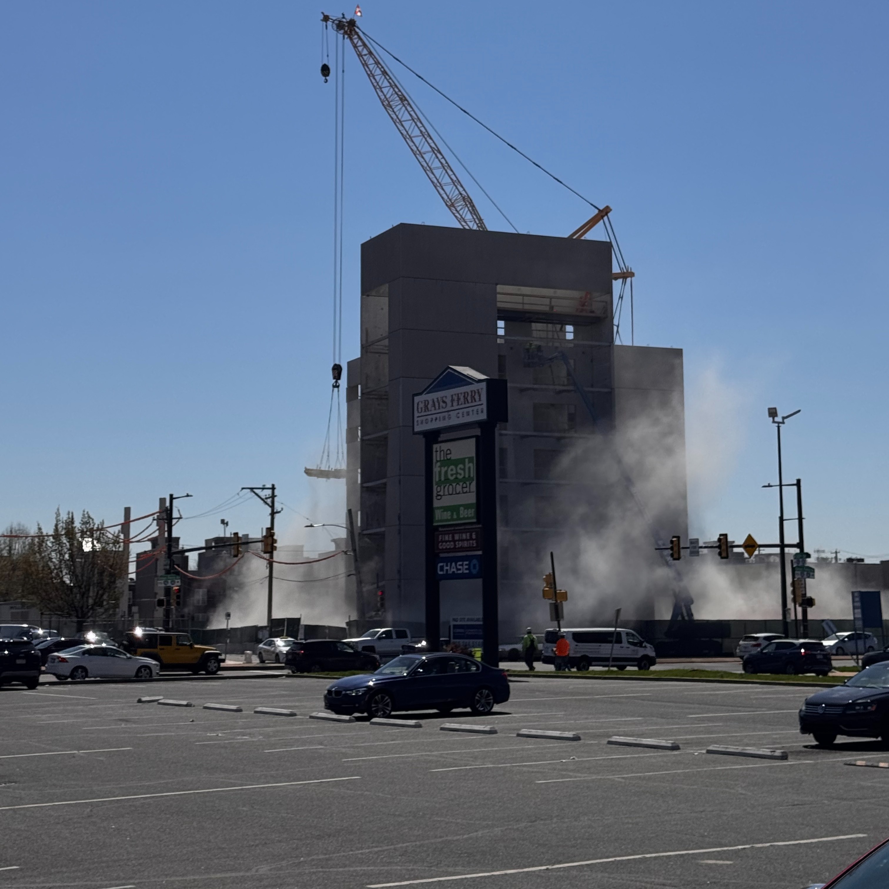 Two people are still missing after a partial garage collapse in Greys Ferry on Wednesday afternoon
