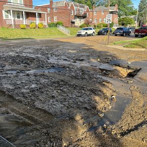 Water main break creates muddy mess in East Mount Airy