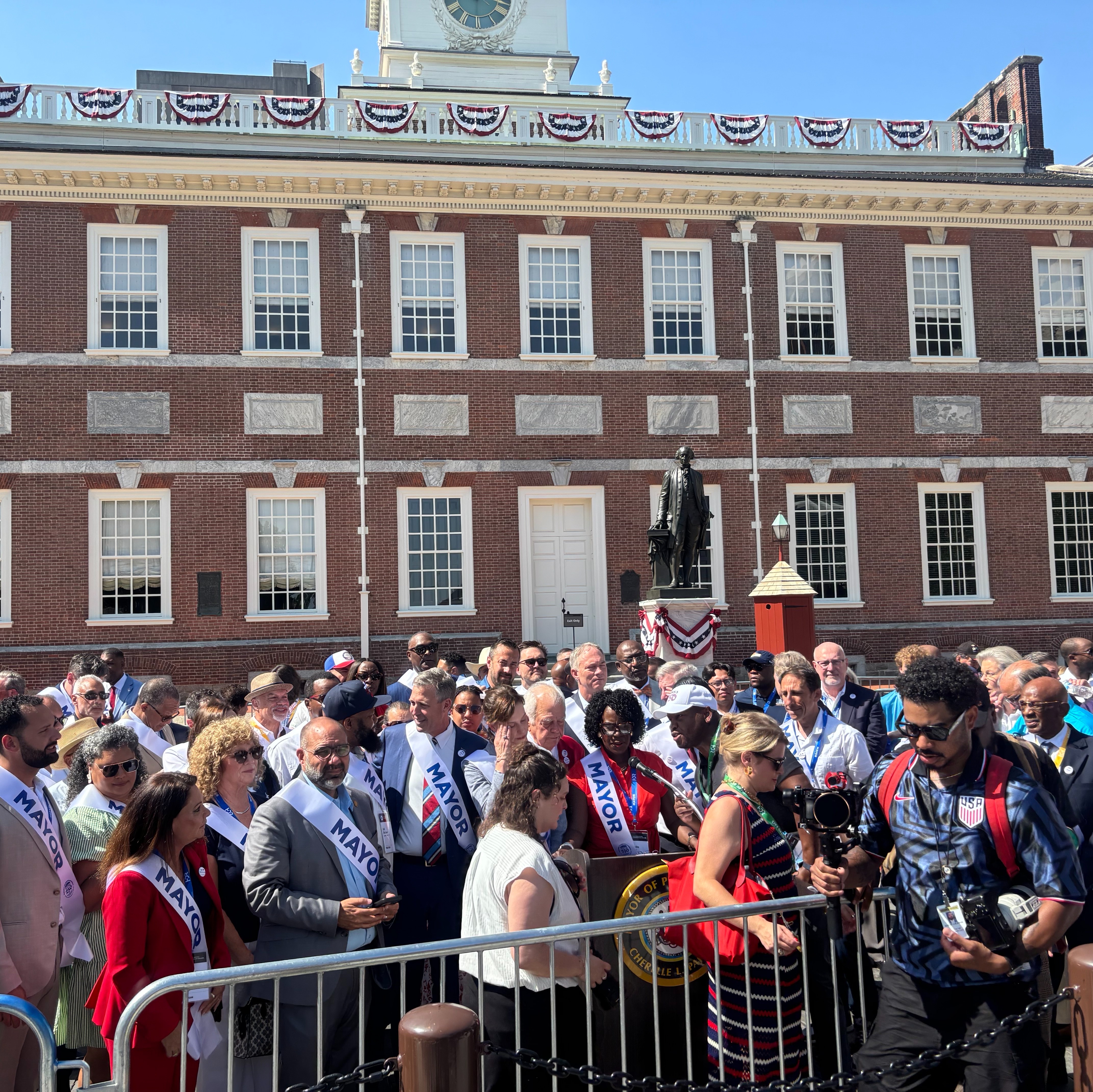 Mayors from around the country march through Philadelphia to mark nation’s 250th