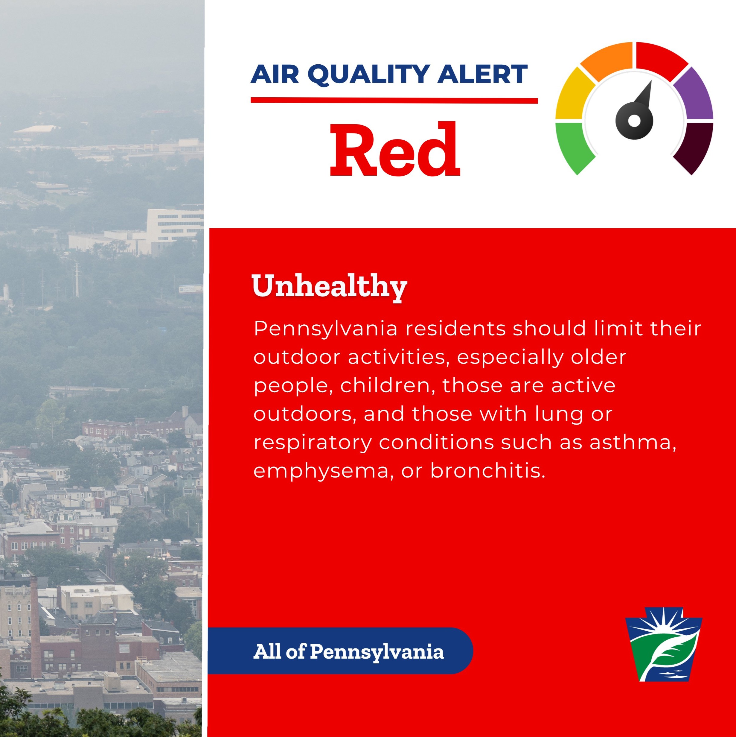 Code Red air quality alert issued across Pa.
