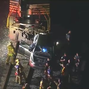 Freight train slams into car on Montco railroad tracks