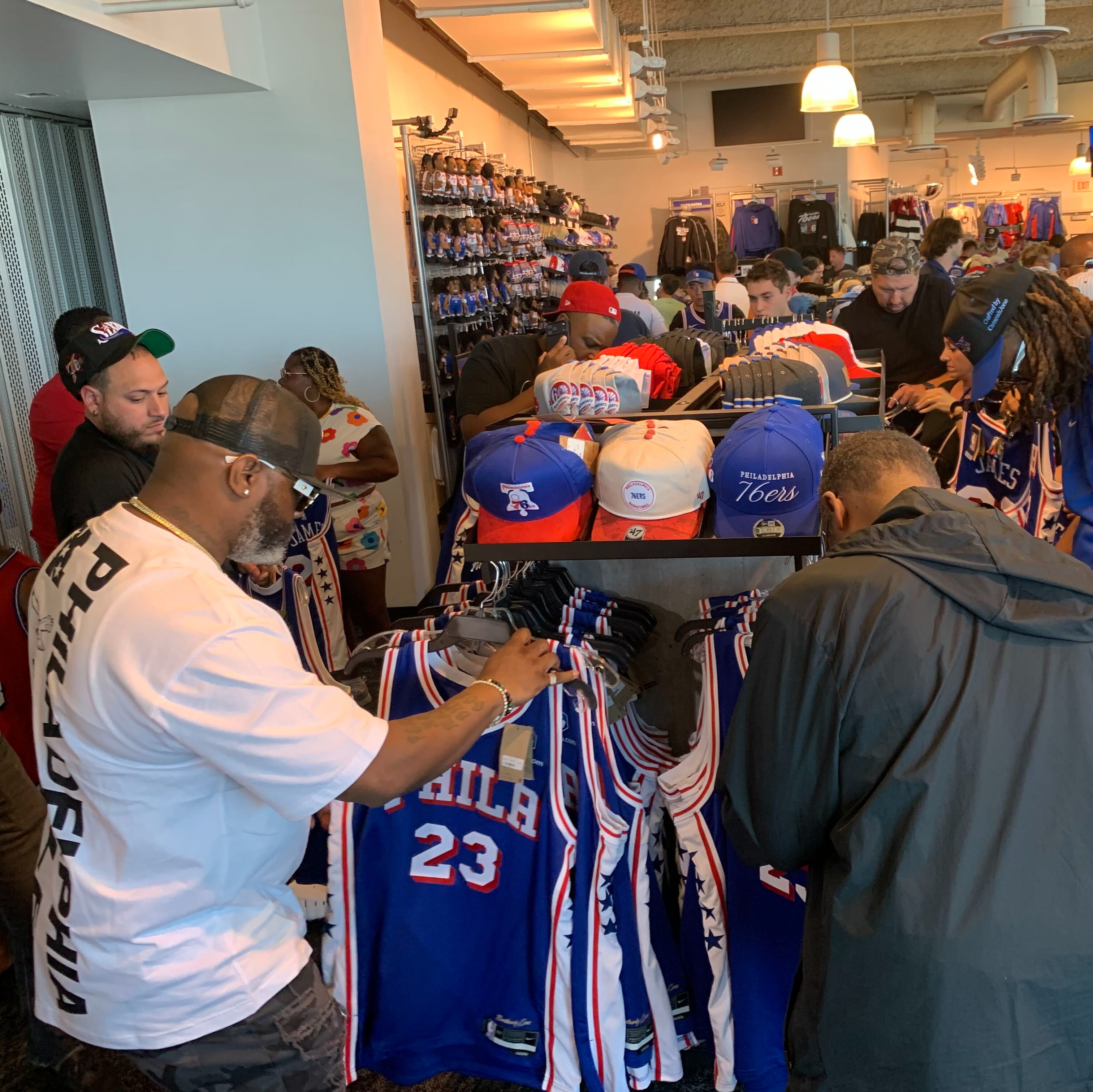 Fans swarm 76ers team store as LeBron James jerseys go on sale