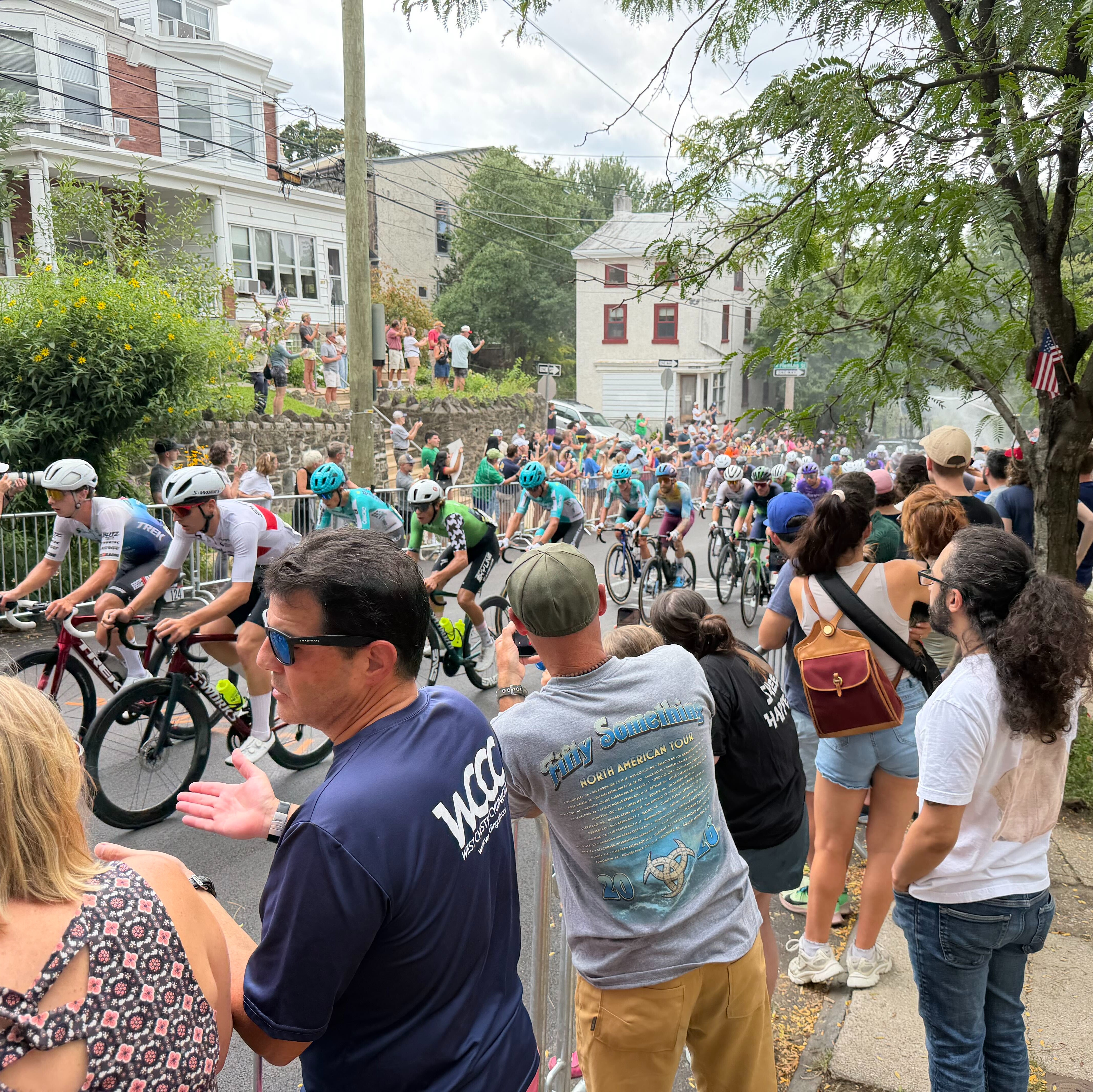 Racers face the infamous Manayunk Wall at the Cycling Classic