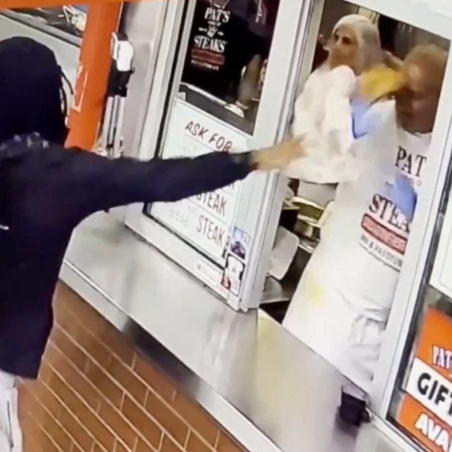 Man seen on video throwing cheesesteak at Pat’s King of Steaks worker