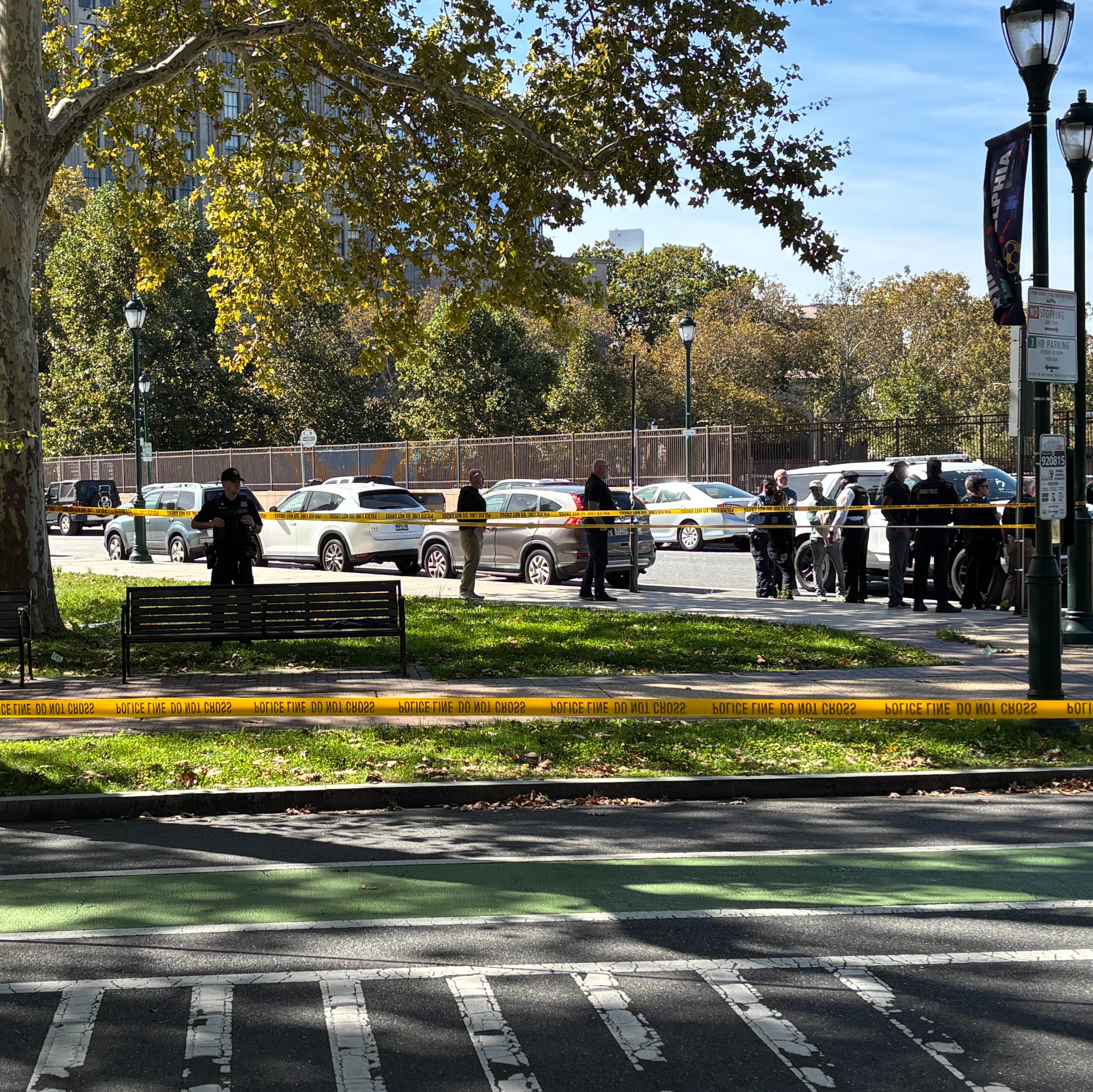 Police speak at the scene after man who shot at officers on Parkway dies