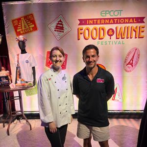 Bennett chats with Chef Kat on the International Food & Wine Festival at Walt Disney World