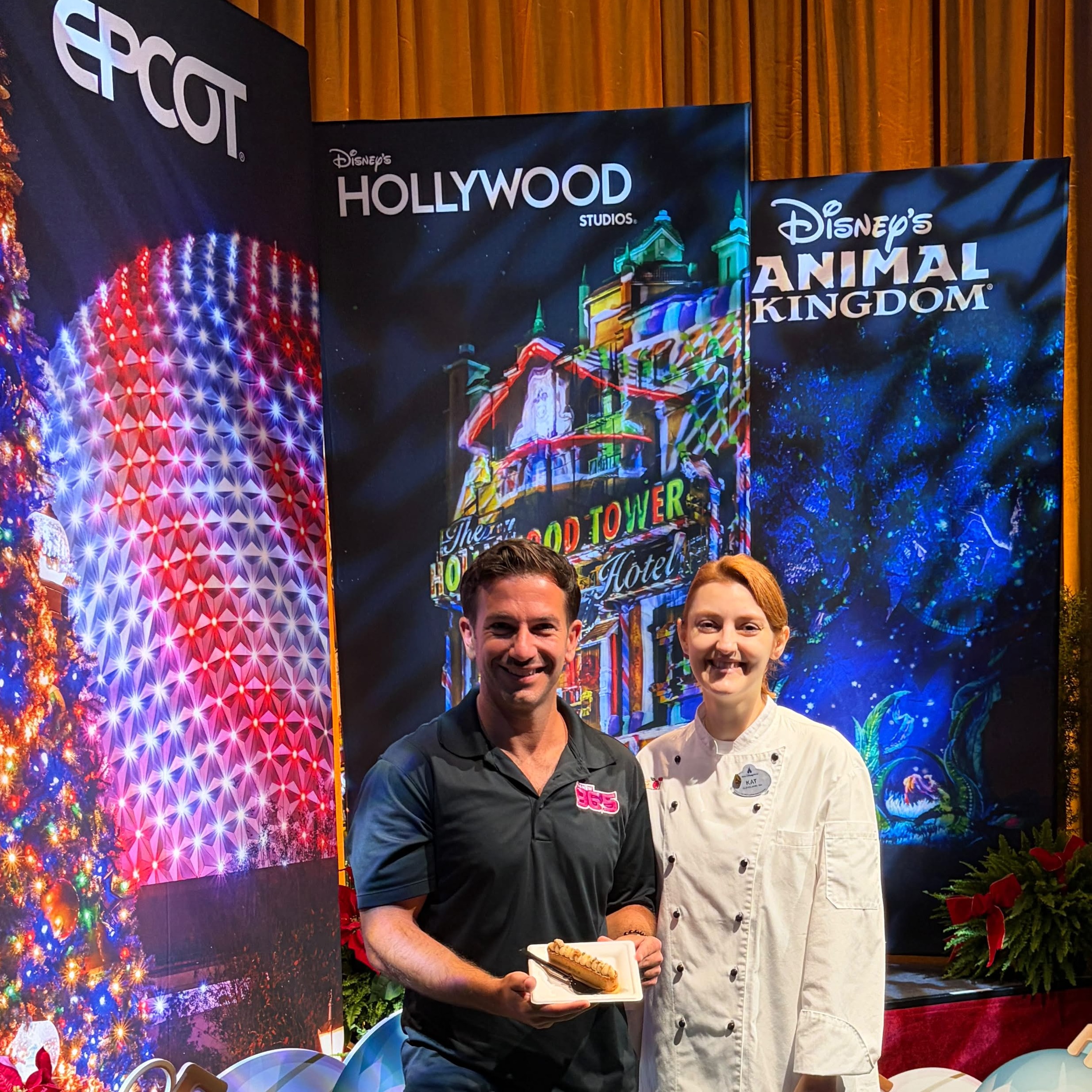 Bennett chats with Chef Kat on EPCOT International Festival of the Holidays at Walt Disney World