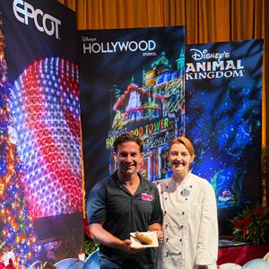 Bennett chats with Chef Kat on EPCOT International Festival of the Holidays at Walt Disney World