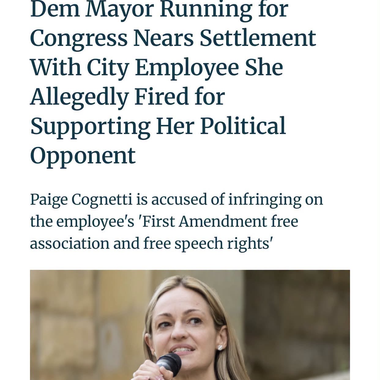 Why Isn't Local Media Breaking This Story? (Cognetti Nears Settlement w/ City Employee She Allegedly Fired)