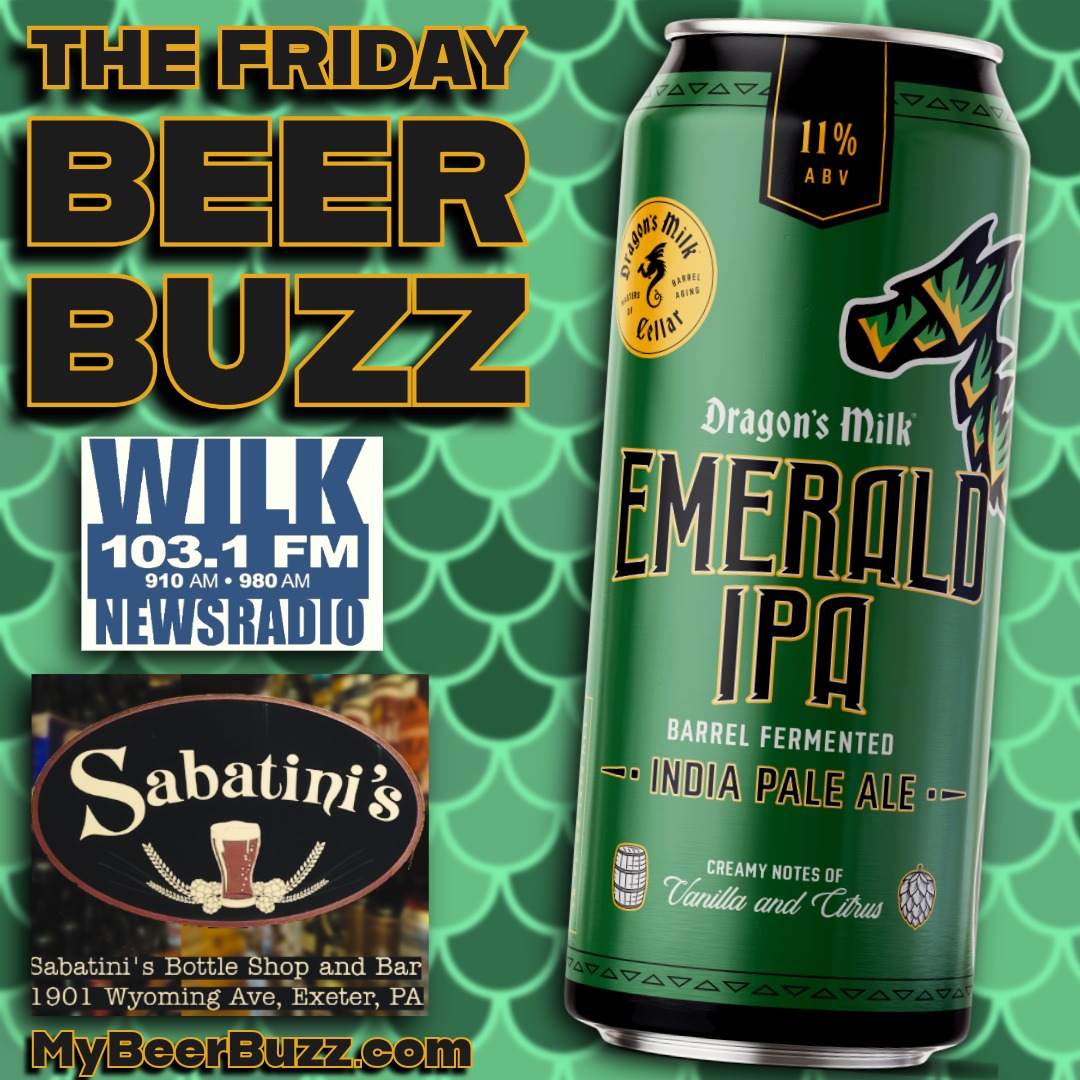 Trying “Emerald IPA” from Dragon’s Milk on the Friday Beer Buzz!!