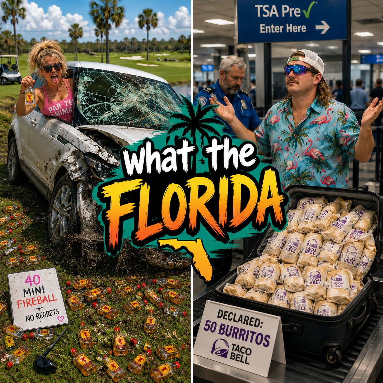 What The Florida: Golf Fire Ball & Burrito Suitcase